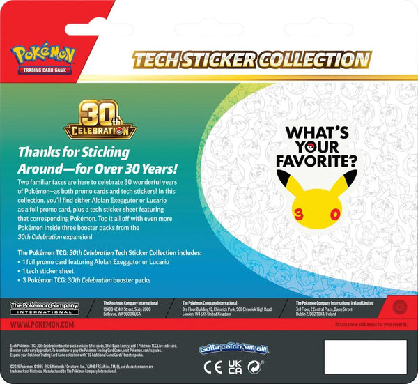 Pokémon TCG: 30th Celebration Tech Sticker Collection back