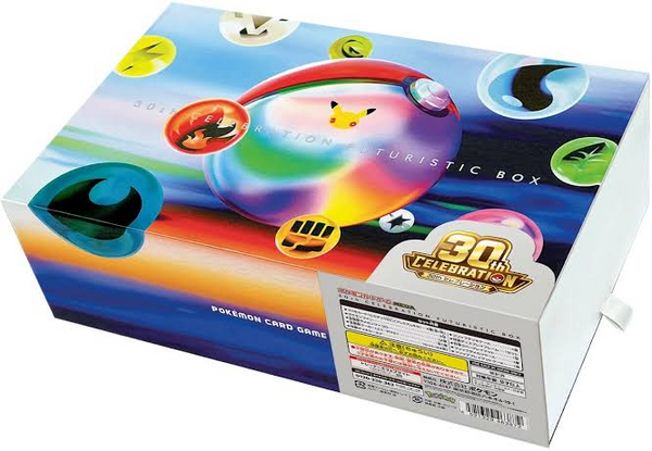 Pokémon TCG 30th Celebration Futuristic Box accessories and contents